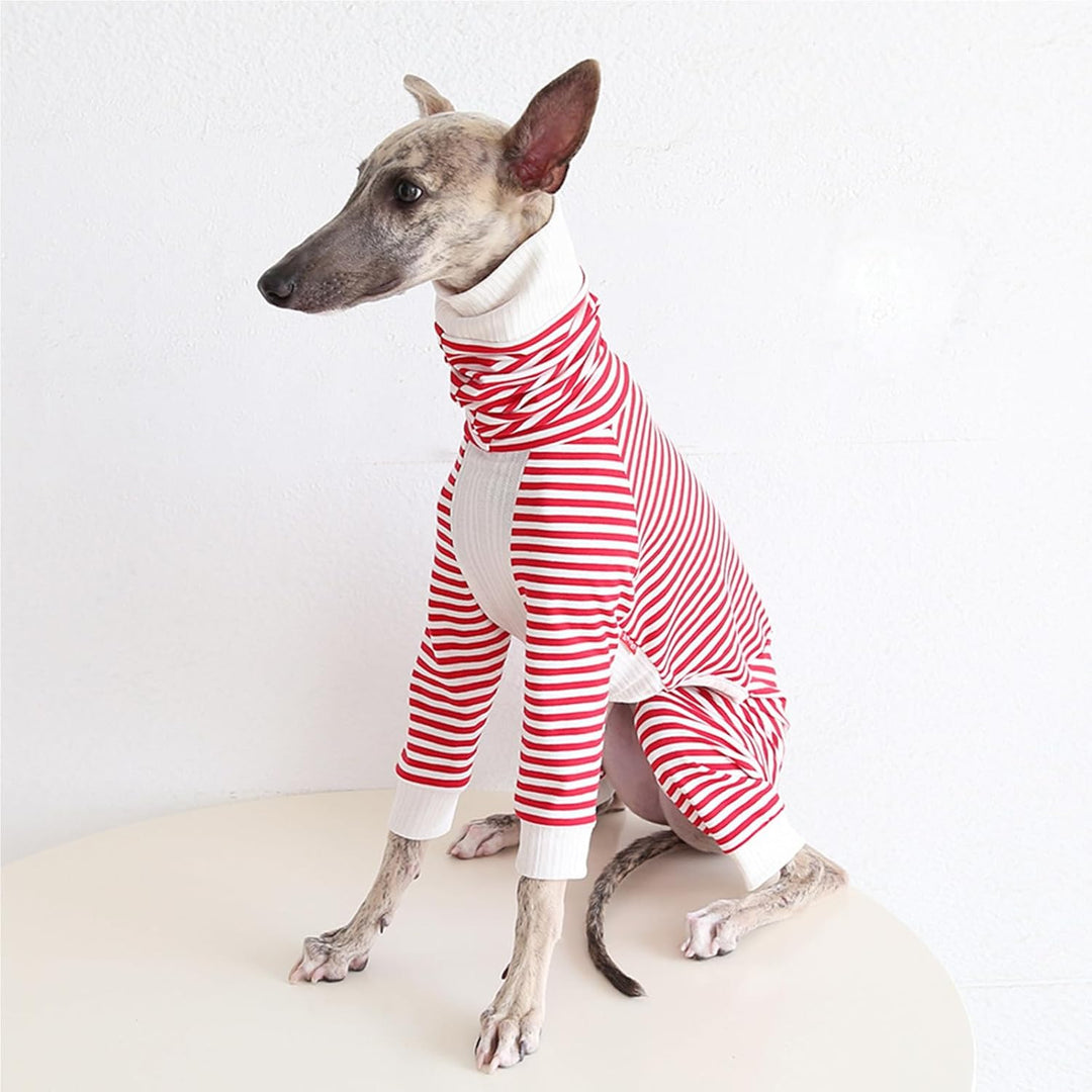 Leichter Baumwoll-Windhund-Pullover, Whippet-Kleidung mit Beinen, Rollkragen-Hunde-Jumpsuit, Hunde-P