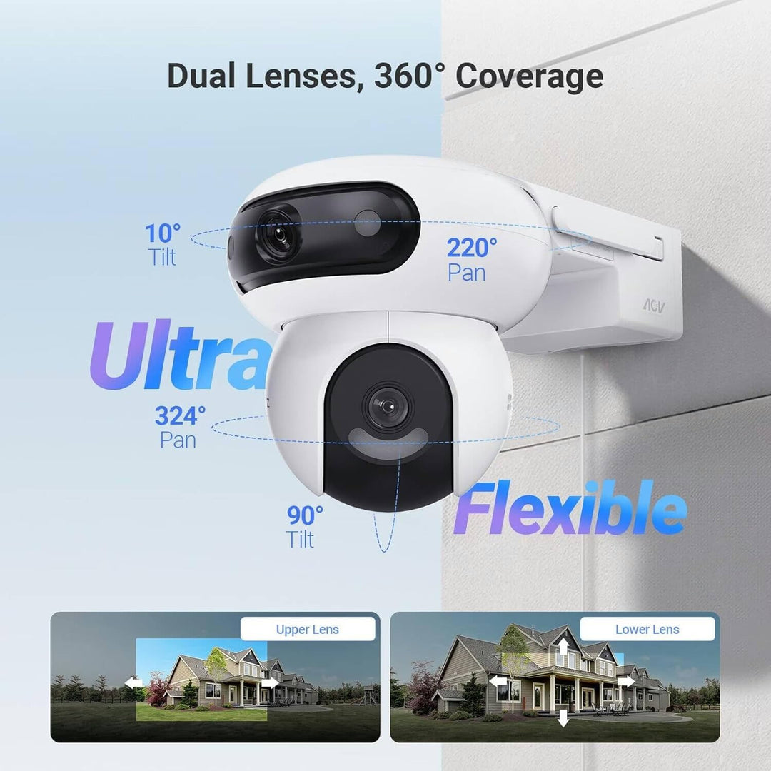 EZVIZ HB90x Smart Outdoor Überwachungskamera, 2K Dual Lens 360° Winkel, 10400mAh Batteriebetrieben,