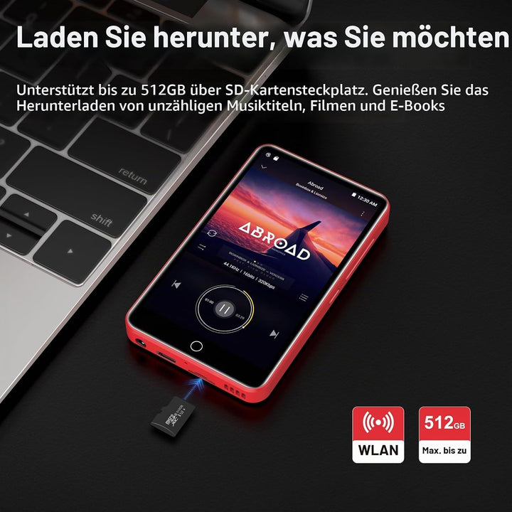 Playercase ZAQE 32GB MP3 Player mit Bluetooth und WiFi, Android 13 MP4 Player mit Spotify, Pandora,