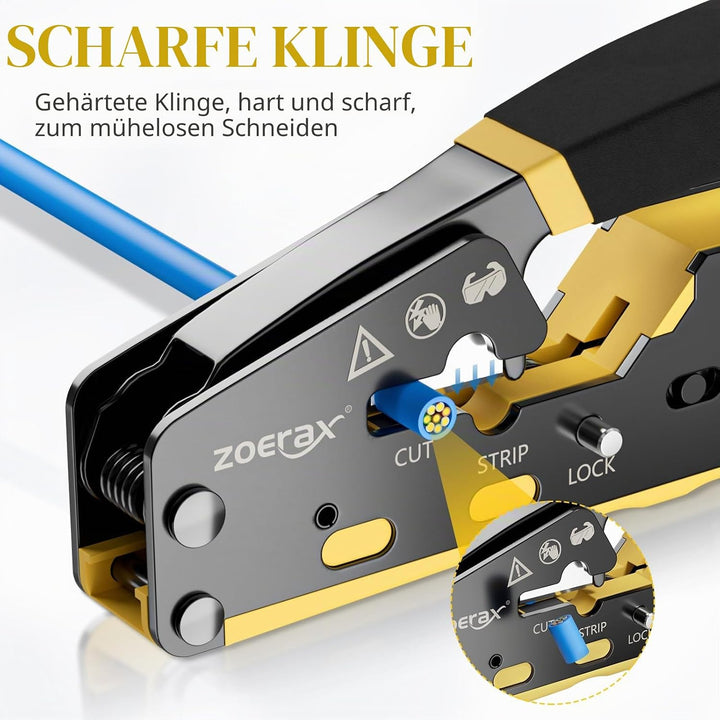 RJ45 Crimpzange Ethernet Crimp Tool Crimper für RJ11/RJ12 Standard, RJ45 Pass Through Stecker, Gelb