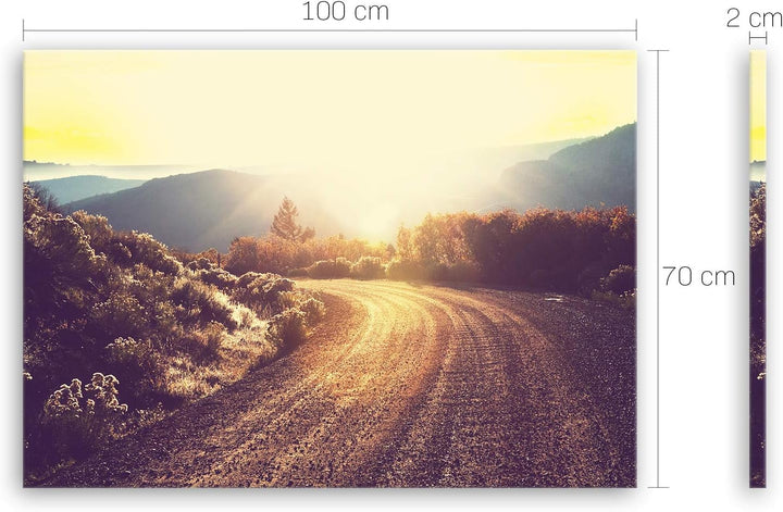 ge Bildet Bild auf Leinwand | Landschaftsbilder - road in forest E in 100x70 cm als Wandbild | Wand-