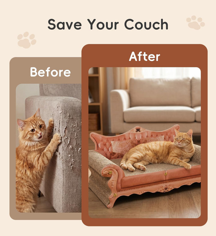 Kratzsofa für Katzen, Dickes Kratzpappe-Bett(23,62 × 10,24 × 5,51 Zoll) | Langlebige Kratzmatten für