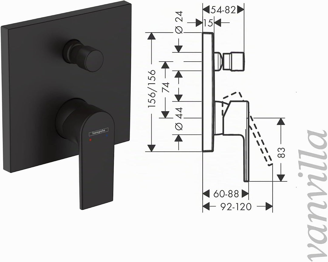 vanvilla Duschsystem mit Unterputz Duscharmatur von Hansgrohe Einhebelmischer und vanvilla Regendusc