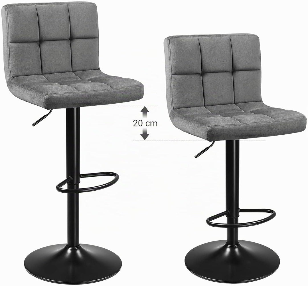 SONGMICS Barhocker, 2er Set, Barstühle, mit Samtbezug, höhenverstellbar, Drehstühle, Küchenstühle mi