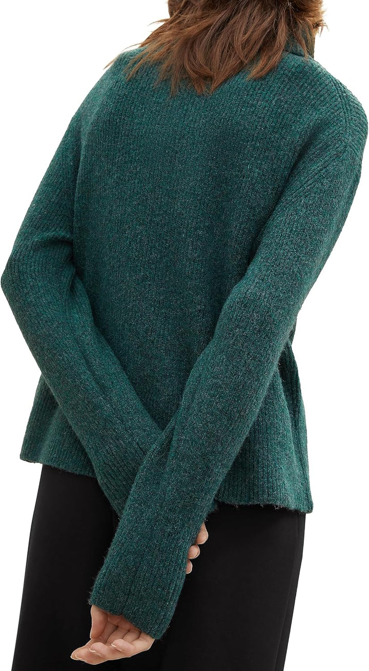 TOM TAILOR Denim Damen Pullover, 10592 - Midnight Forest Green Mélange