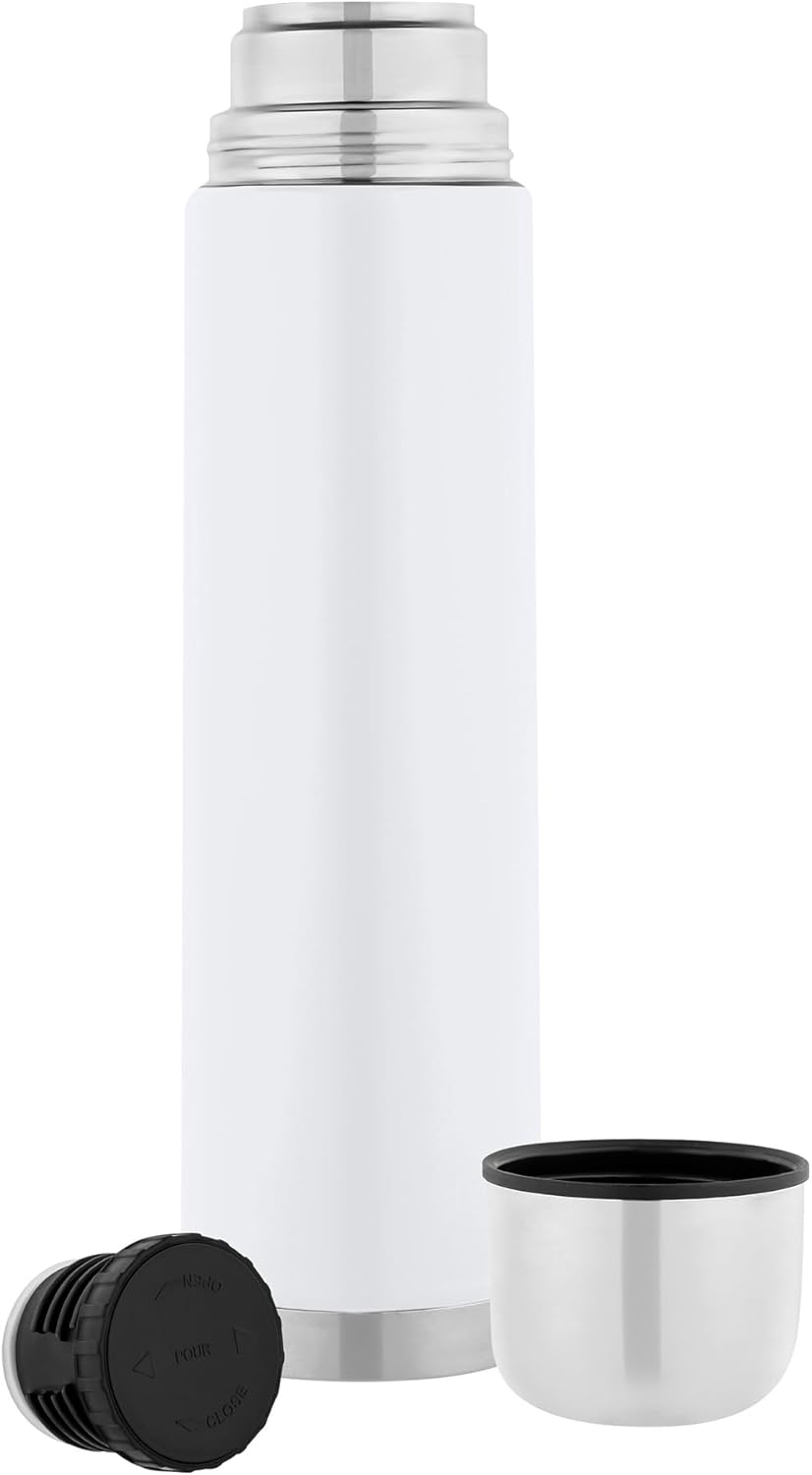 GRÄWE Thermoflasche, Edelstahl, 1L Vakuum-Isolierte Isolierflasche mit Drehverschluss und Trinkbeche