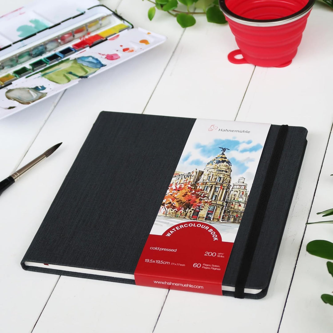 Hahnemühle Aquarellbuch, 200 g/m², feine Körnung, 30 Blatt, naturweiss, DIN A4 Portraitformat A4 - P