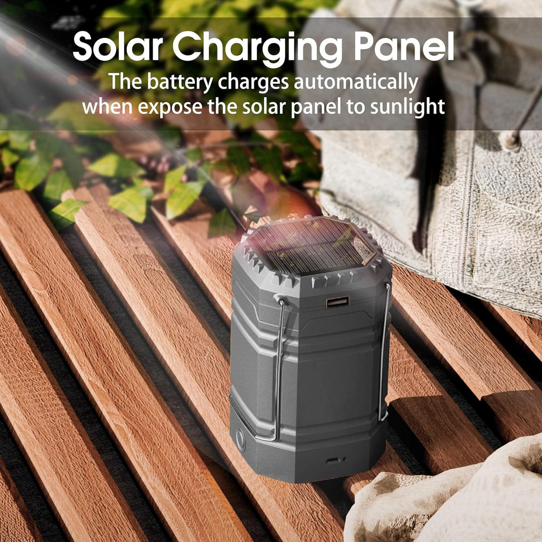 Solar Camping Handkurbel Laterne, Tragbare Ultrahelle LED-Taschenlampe, 30-35 Stunden Laufzeit, USB-
