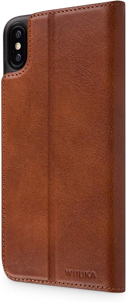 WIIUKA Echt Ledertasche - TRAVEL Italy - für Apple iPhone XS MAX - PFLANZLICH GEGERBTES Leder - Cogn