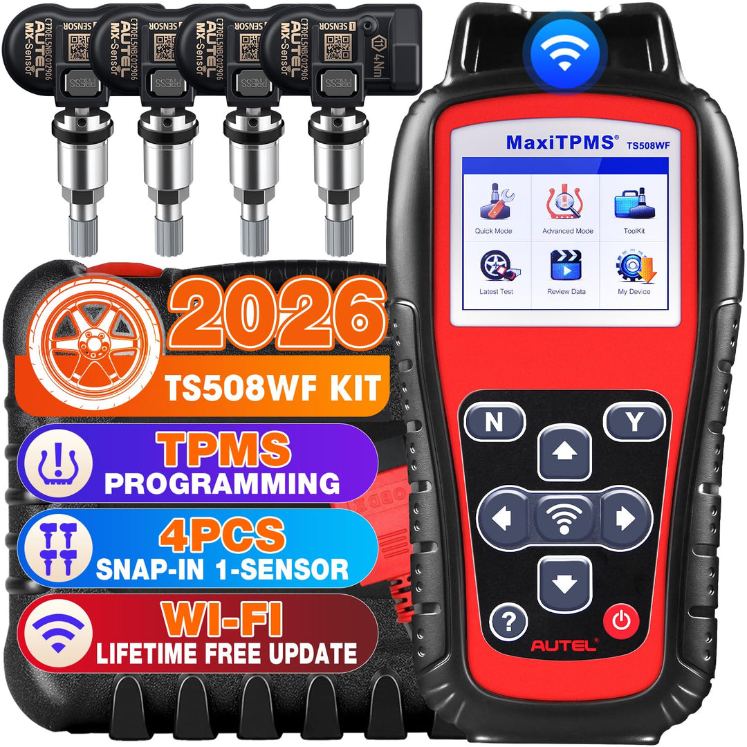 Autel MaxiTPMS TS508WF KIT mit 4 2-IN-1 Metall MX-Sensoren [Wert €120], 2024 WiFi TPMS Programmierun