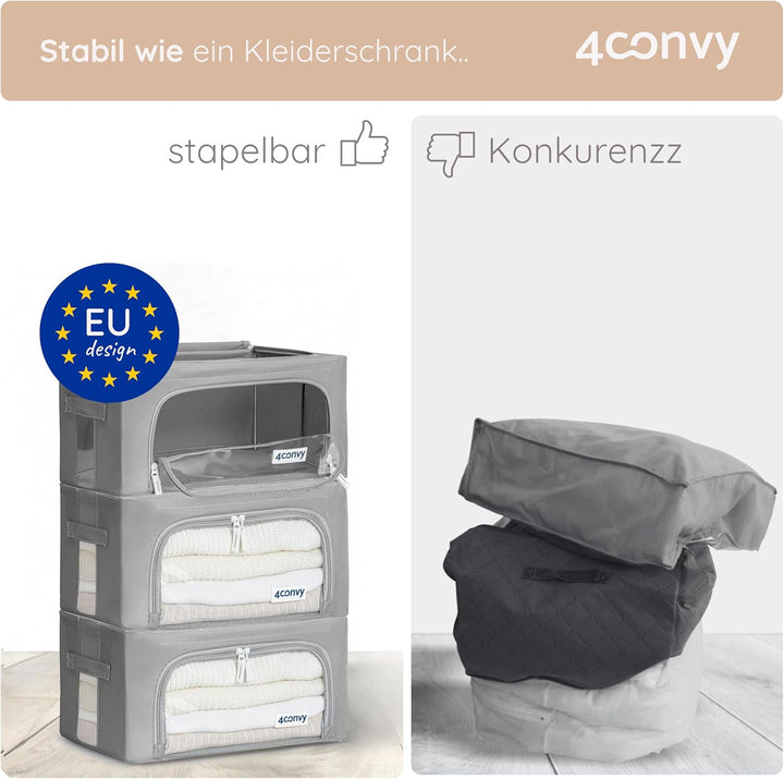4CONVY feste faltbare Kleideraufbewahrung Box mit Reissverschlüss, Metallrahmen - [2024 VERBESSERTES
