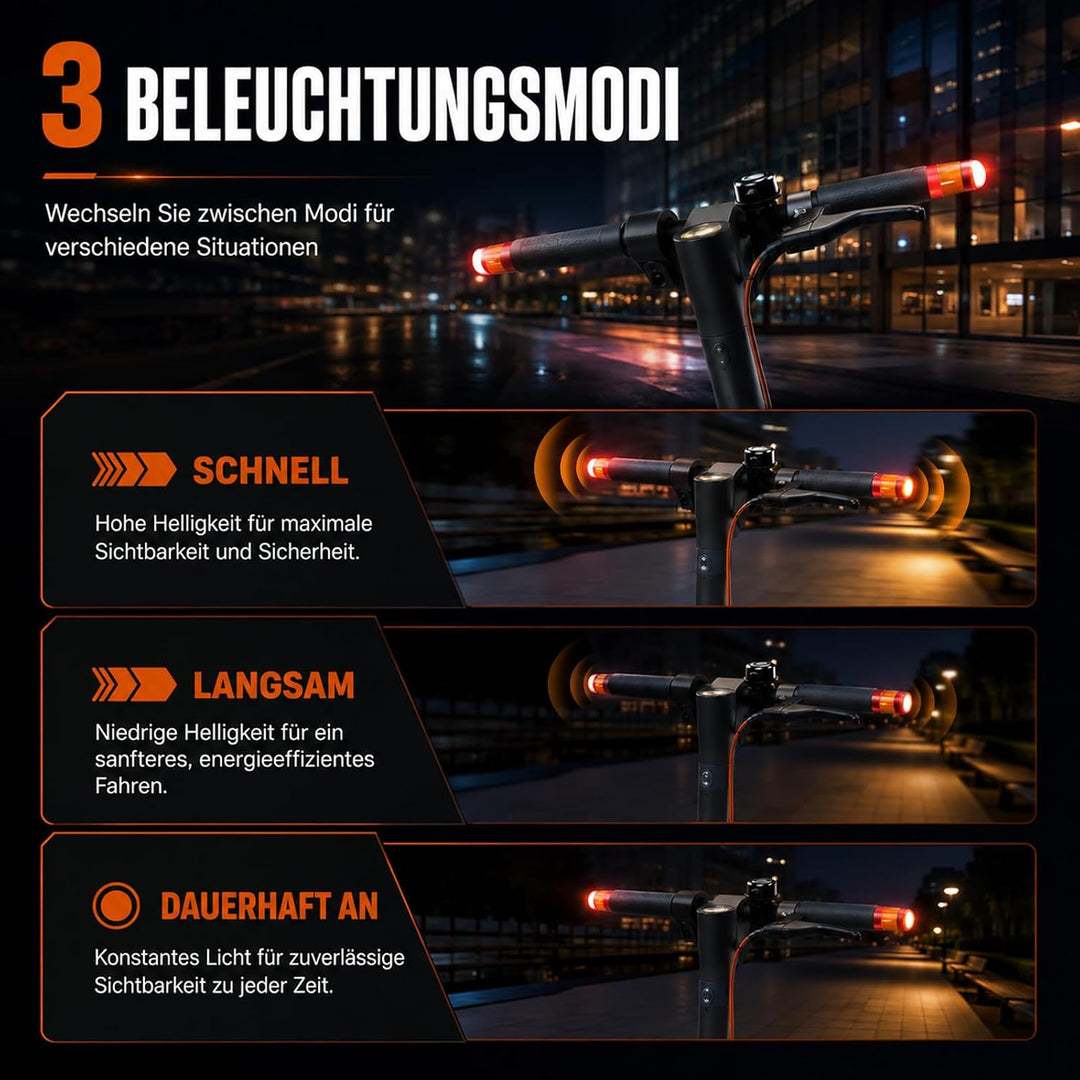 LED Blinker E Scooter Nachrüsten Set, Wiederaufladbare Fahrrad Blinker für E Scooter, Wasserdichtes