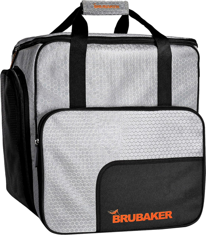 BRUBAKER SuperTec Skischuhtasche Helmtasche Rucksack mit Schuhfach - Silber Orange