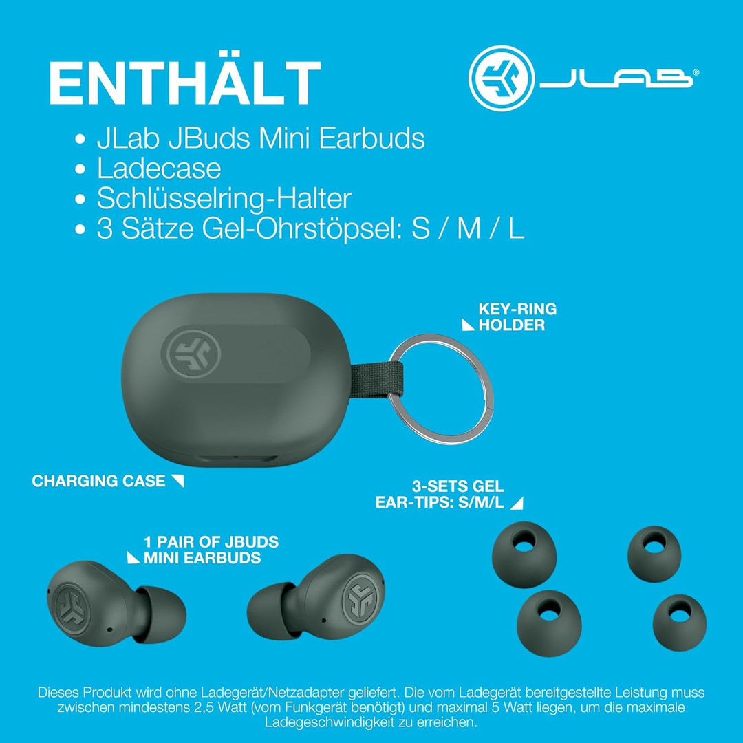 JLab JBuds Mini In Ear Kopfhörer kabellos Bluetooth, True Wireless Kopfhörer, 20+ Std Headphones, ka