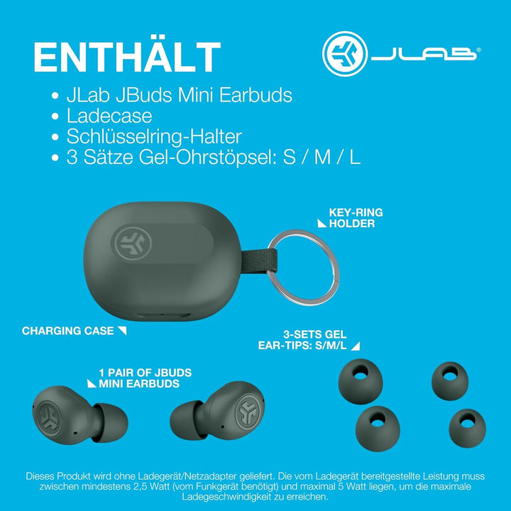 JLab JBuds Mini In Ear Kopfhörer kabellos Bluetooth, True Wireless Kopfhörer, 20+ Std Headphones, ka