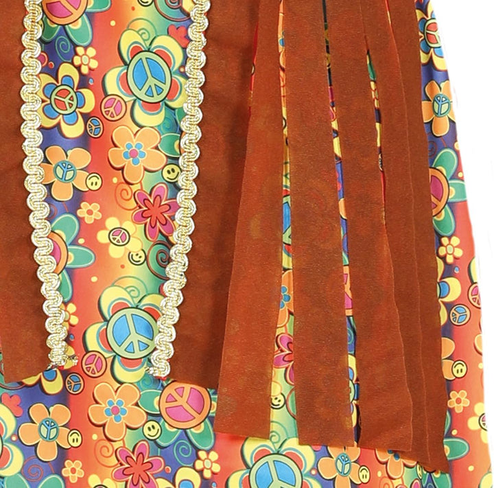 FIESTAS GUIRCA | Damen Hippie Kostüm - Kleid und Weste - 60er Jahre, Retro und Boho Stil für Kostümp