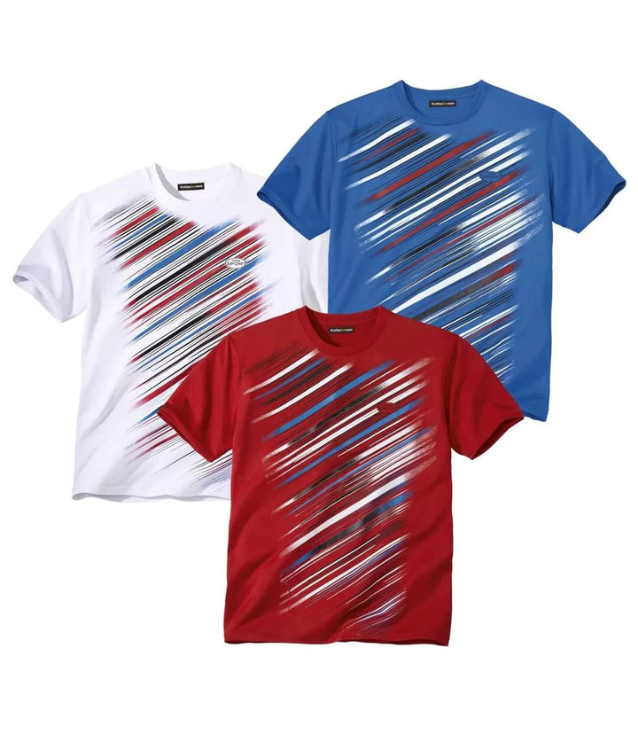 ATLAS FOR MEN - 3er-Pack Herren T-Shirts - Rundhalsausschnitt - Kurze Ärmel - Verfügbar in grossen G