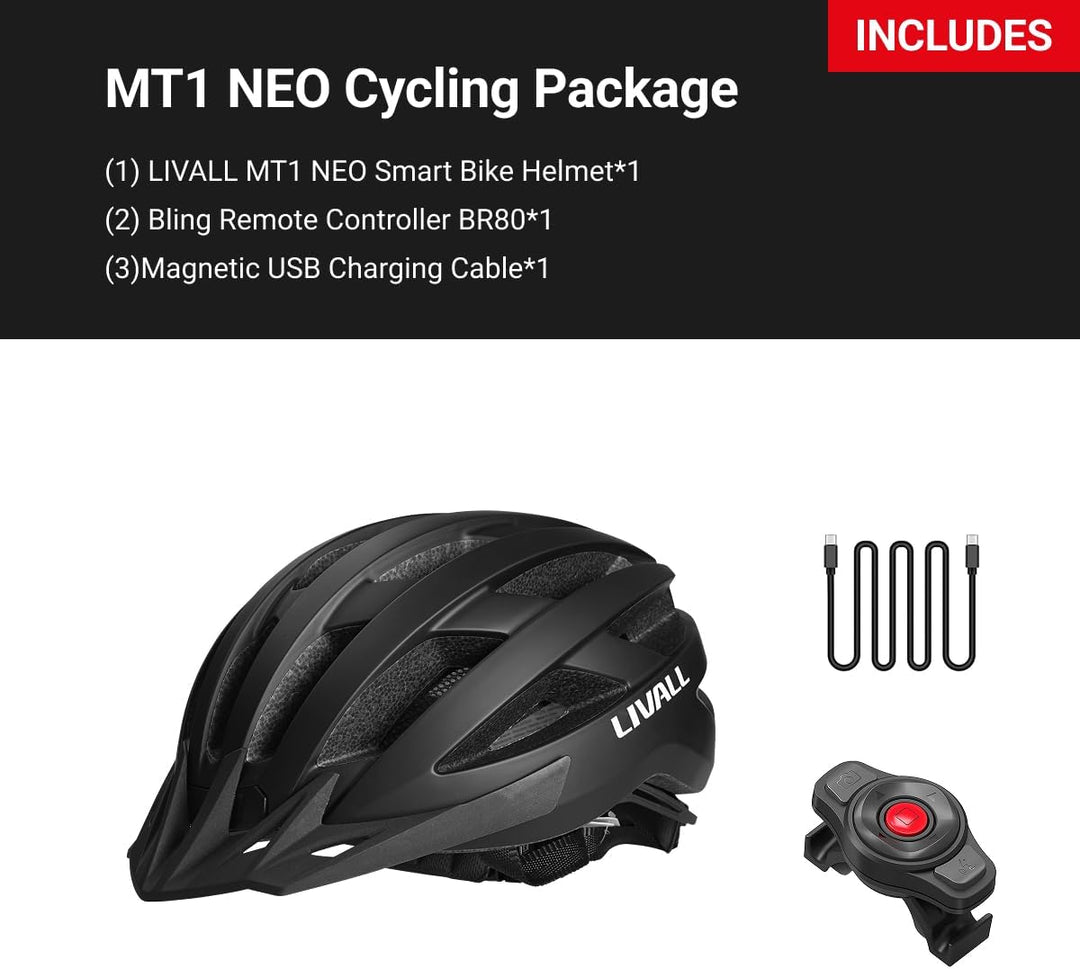 LIVALL Smart Fahrradhelm mit LED Rücklicht und Blinker, Bluetooth Fahrradhelm mit drahtloser Fernbed