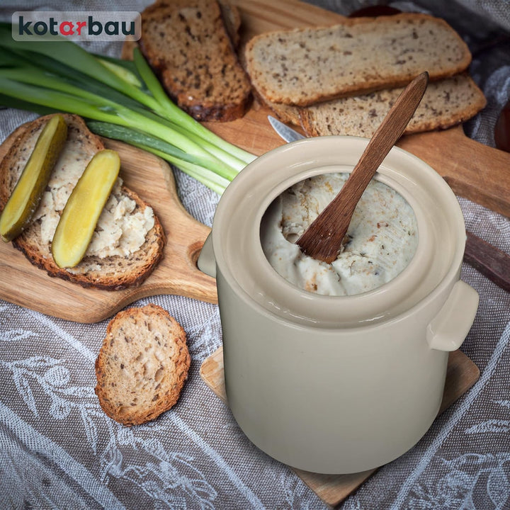 KOTARBAU® Sauerkraut Gärtopf Sauerkrauttopf 2,5L Tontopf mit Deckel Steinguttopf Fermentieren Dauerk