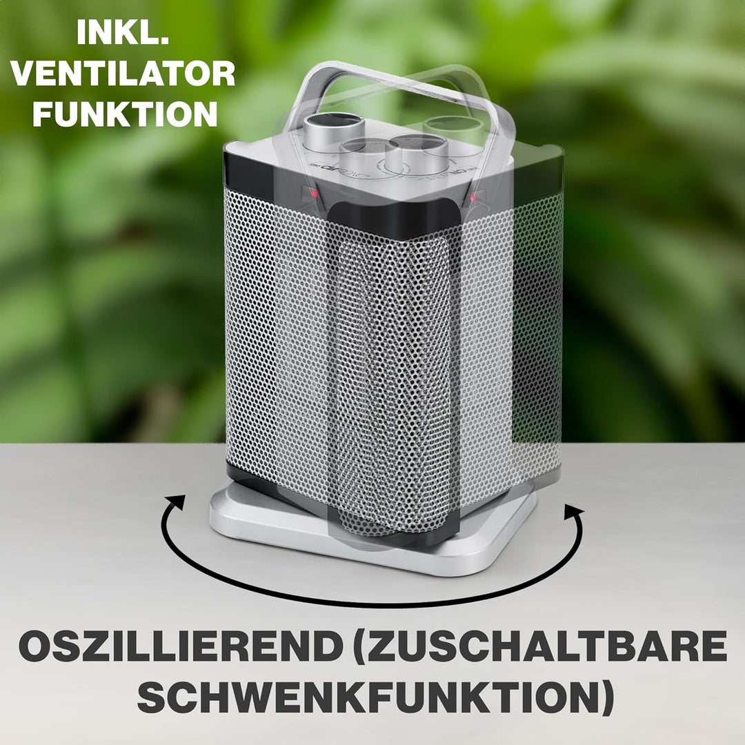 Clatronic HL 3631 Keramik-Heizlüfter, 7-Stufen-Schalter, stufenlos regelbarer Thermostat, 1000/1500