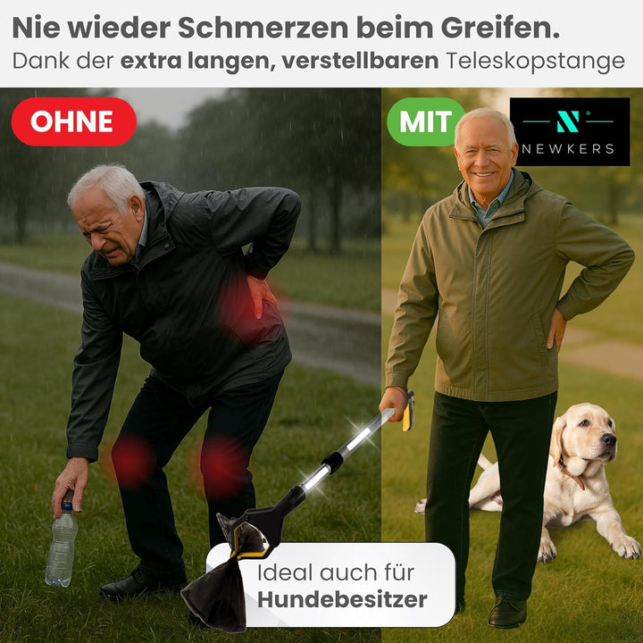 [75-111cm] Greifzange für Senioren, Greifer mit Aluminium Teleskop Stange für individuelle Einstellu