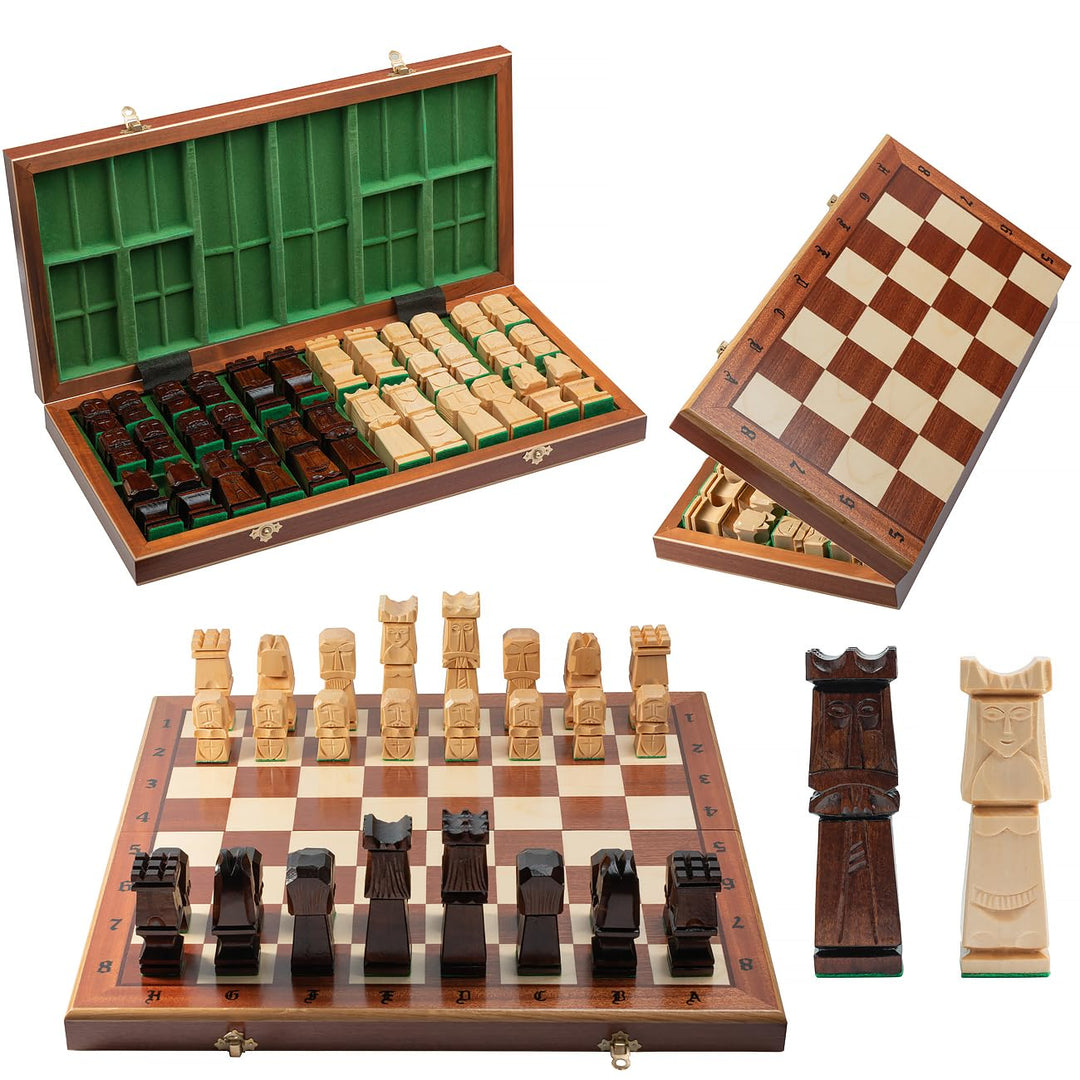 Schachspiel aus Echtholz, einzigartiges ORAVA Deluxe 50 cm, 100 % handgefertigt, Schachbrett Inlaid