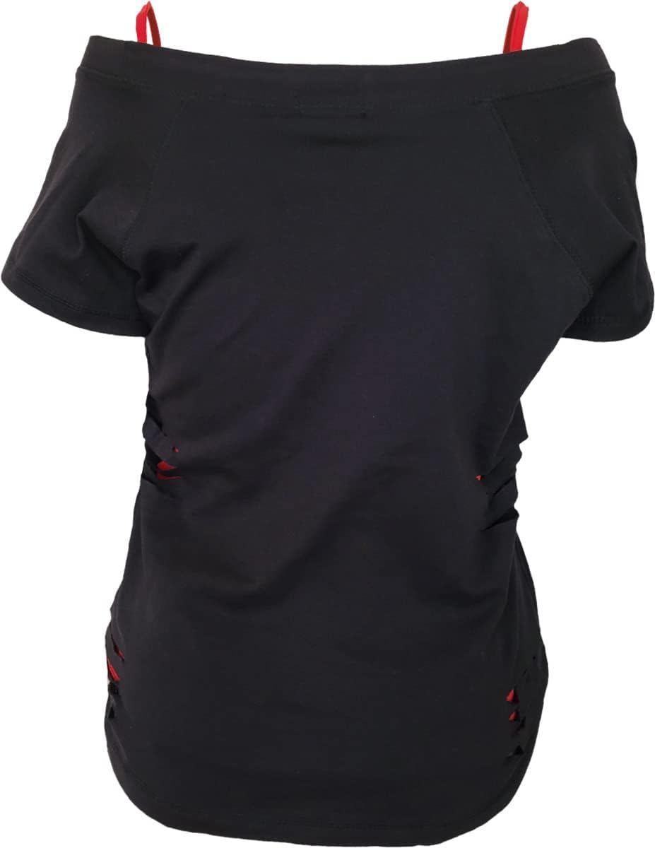 DC Comics Damen T-Shirt L Black & Red, L Black & Red
