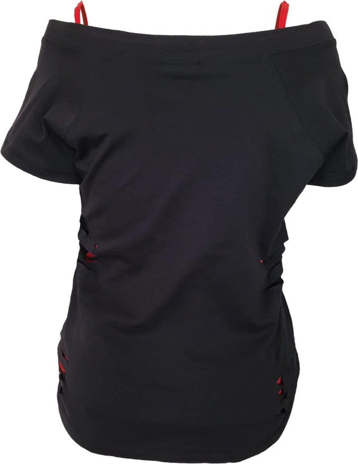DC Comics Damen T-Shirt L Black & Red, L Black & Red