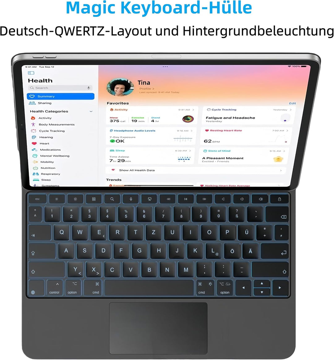 Deutsche QWERTZ-Layout Magic Keyboard Case für iPad Pro 13-Zoll M4 2024 / M5 2025, Magnetische Keybo