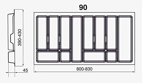 ALUSFERA Besteckkasten für Schubladen 90cm - Besteckeinsatz - Praktisch Schubladen Ordnungssystem -