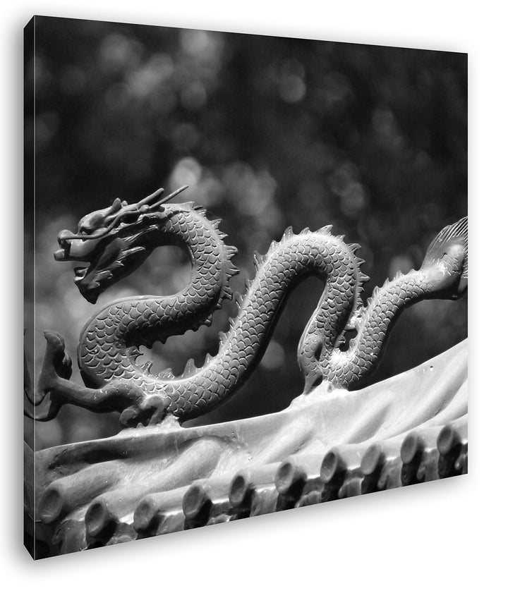 deyoli Drachenfigur Format: 60x60 Effekt: Schwarz&Weiss als Leinwandbild, Motiv fertig gerahmt auf E
