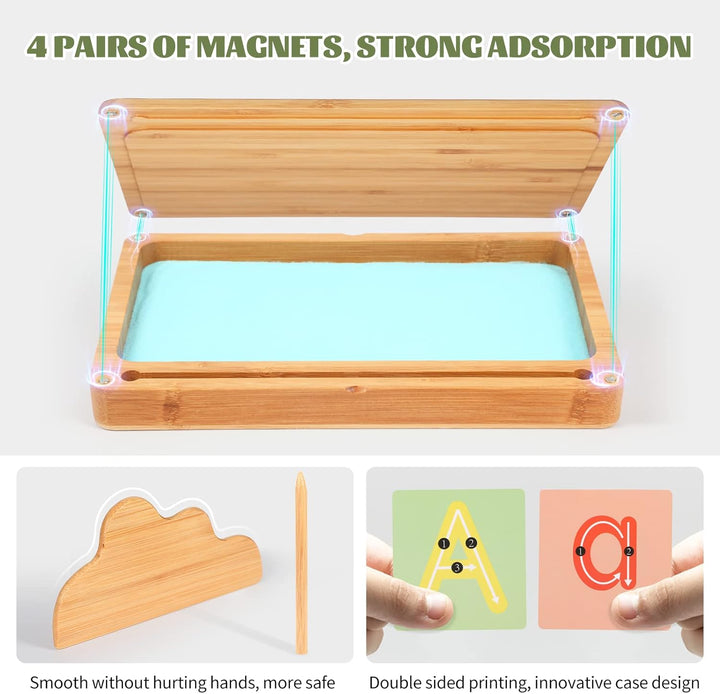 AtMini Montessori sandtablet Training buchstaben und Zeichens pielzeug Holz Sandtisch Lerns für Früh