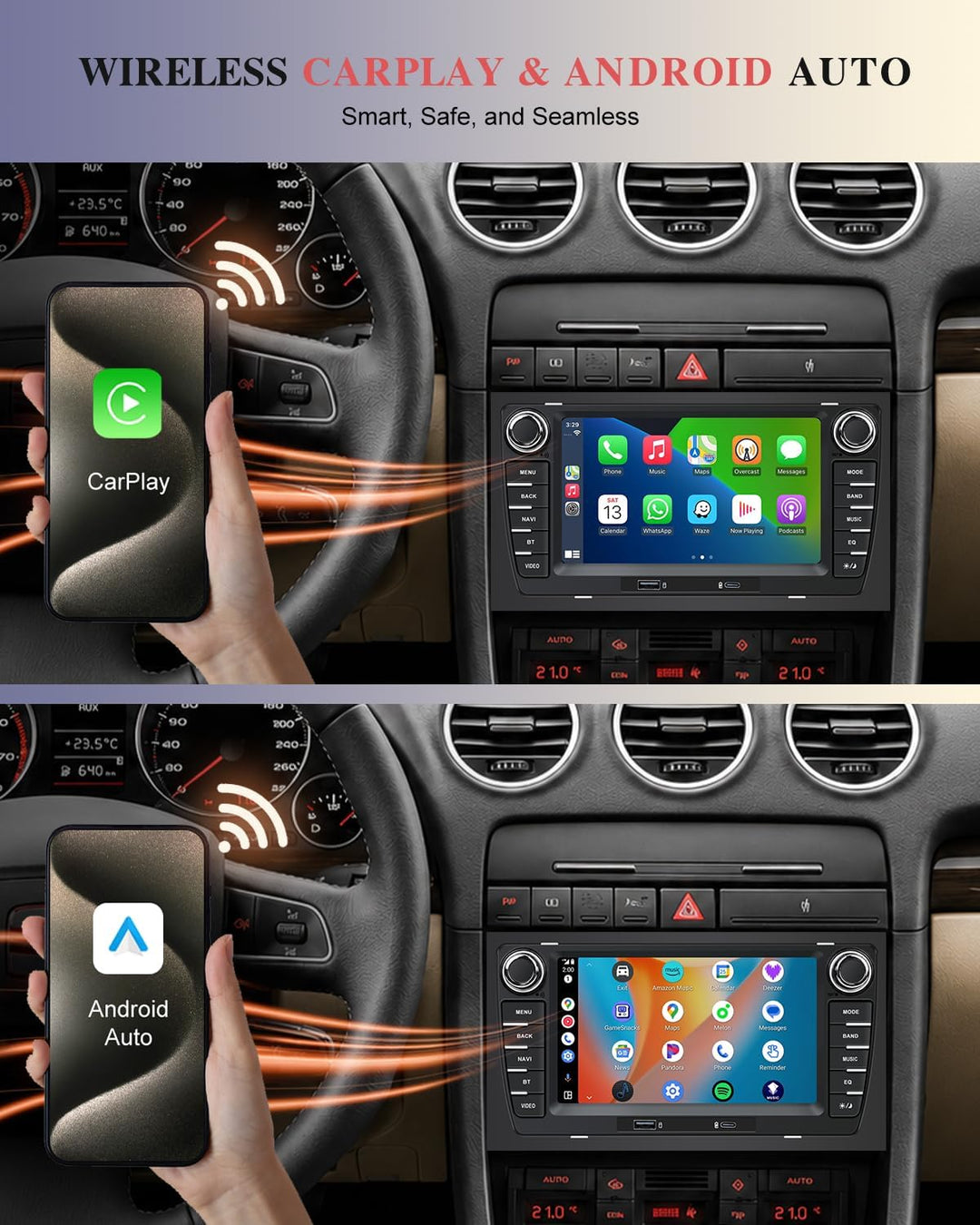 Autoradio für Audi A4 B6 S4 RS4 (2001-2008) / Seat Exeo (2008–2013) mit 7 Zoll Bildschirm Wireless C
