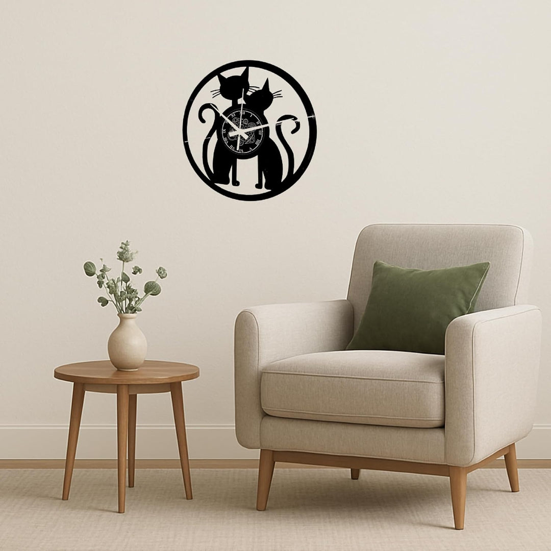 Instant Karma Clocks Vinyl Wanduhr Katzenmotiv und Tiermotiven Haustiere, Katzen, Geschenkidee Handg