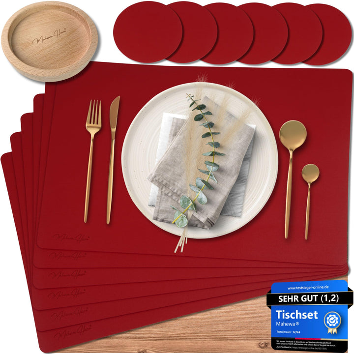 Mahewa® 6er Set Premium Tischset aus Kunstleder - Platzset abwaschbar und wasserdicht - Platzdeckche