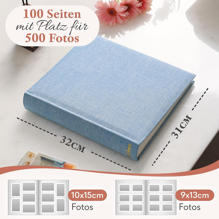 Das Fotoalbum für die Ewigkeit - 100 Seiten mit Platz für 500 Fotos. Fotoalbum leinen Fotoalbum blau