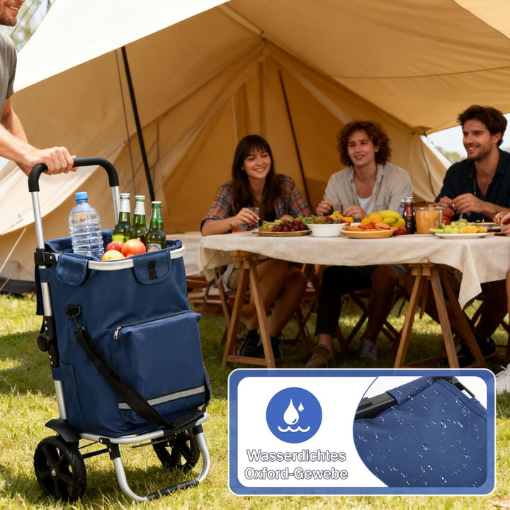Sekey XXL Einkaufstrolley – Klappbarer, Kompakter Trolley aus leichtem Aluminium mit Höhenverstellba