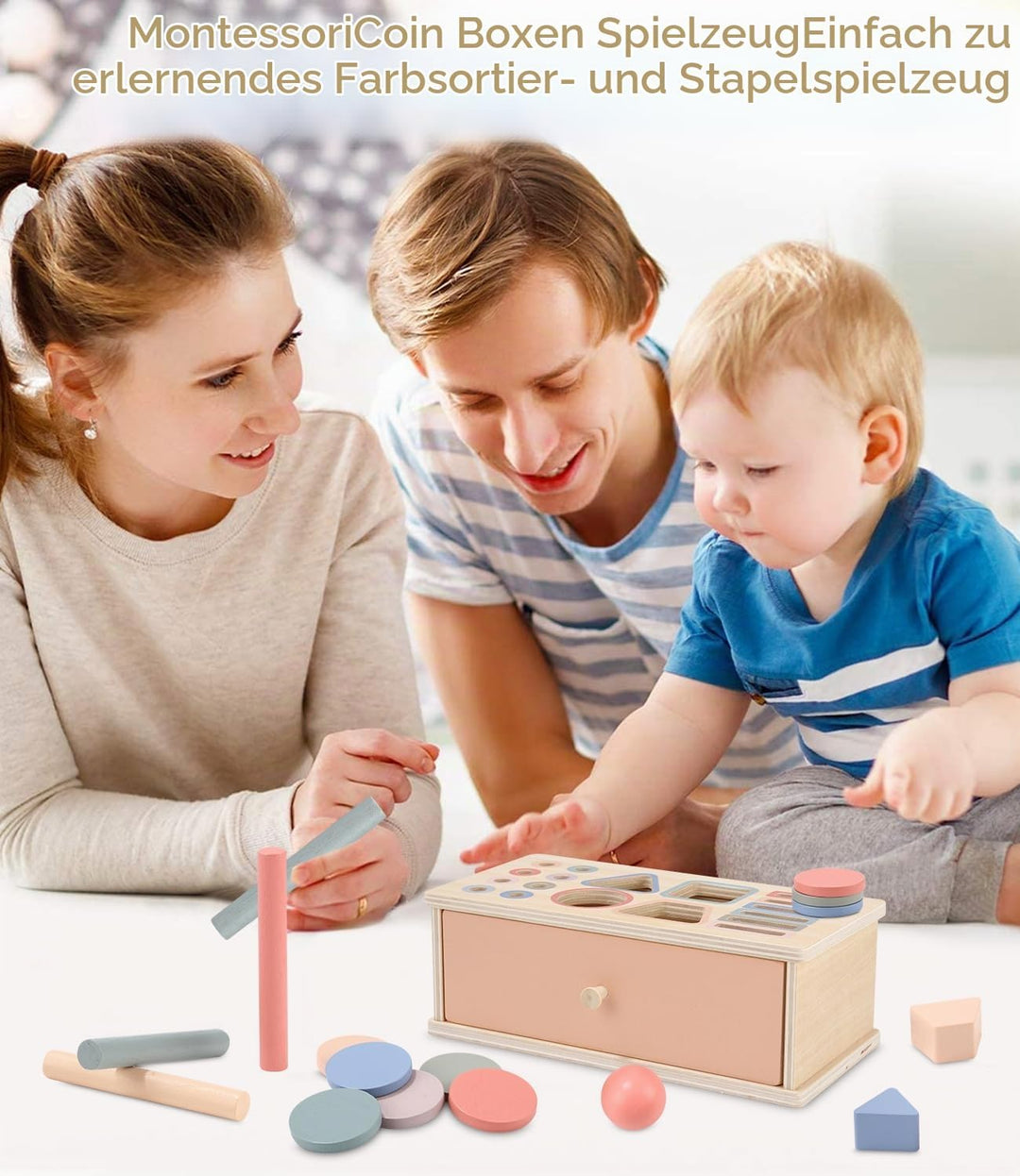 Montessori Spielzeug ab 3 Jahr,Holzspielzeug &amp; Steckspiel für Kinder ab 3 Jahre,Sortierspiel Sensori