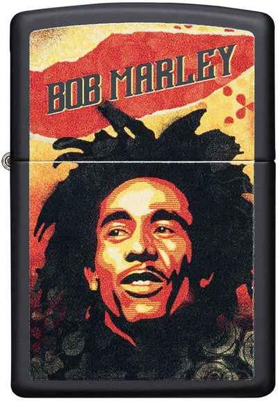 Zippo Feuerzeug Bob Marley Regular - Satin Chrome Schwarz, Matt, Schwarz, Matt