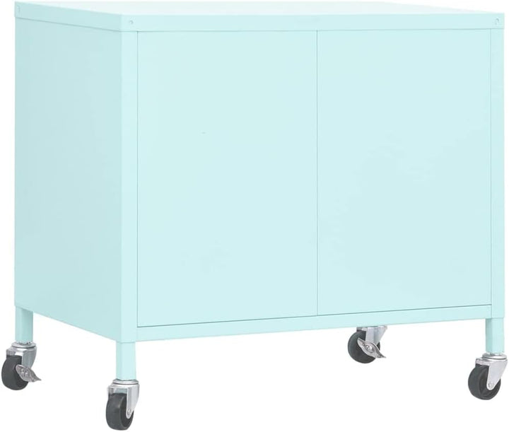 vidaXL Lagerschrank Mintgrün 60x35x56cm Stahl Sideboard Schrank mit Rollen Büroschrank Metallschrank