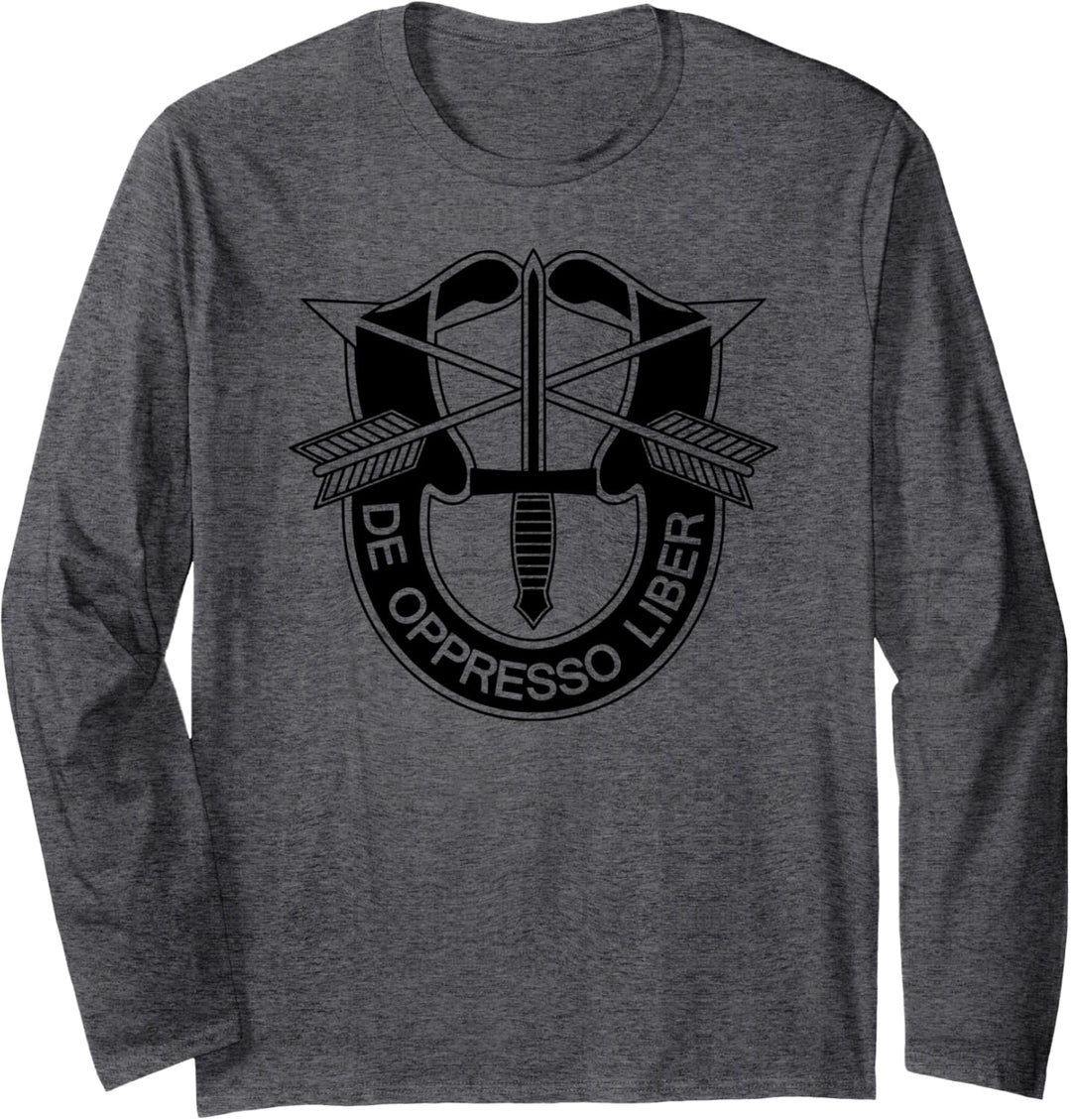US Special Forces - De Oppresso Liber auf Dunkelgrau Langarmshirt