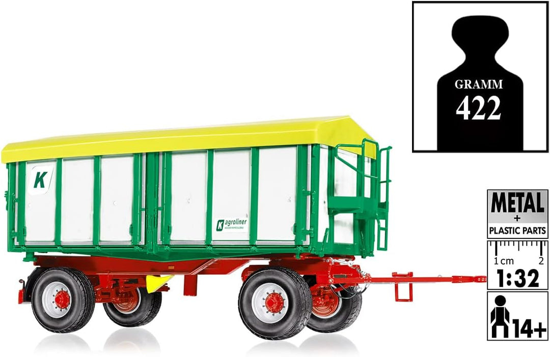 WIKING 077866 Kröger Zweiachs-Dreiseitenkippanhänger HDK 302, Modell, 1:32, Metall/Kunststoff, Ab 14