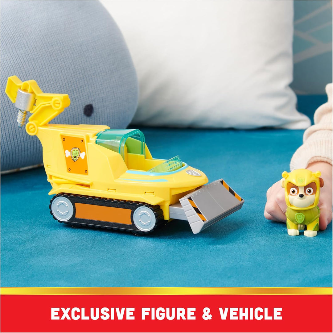 PAW PATROL, Aqua Pups - Basis Fahrzeug Spielzeugauto im Hammerhai-Design mit Rubble Welpenfigur, Spi