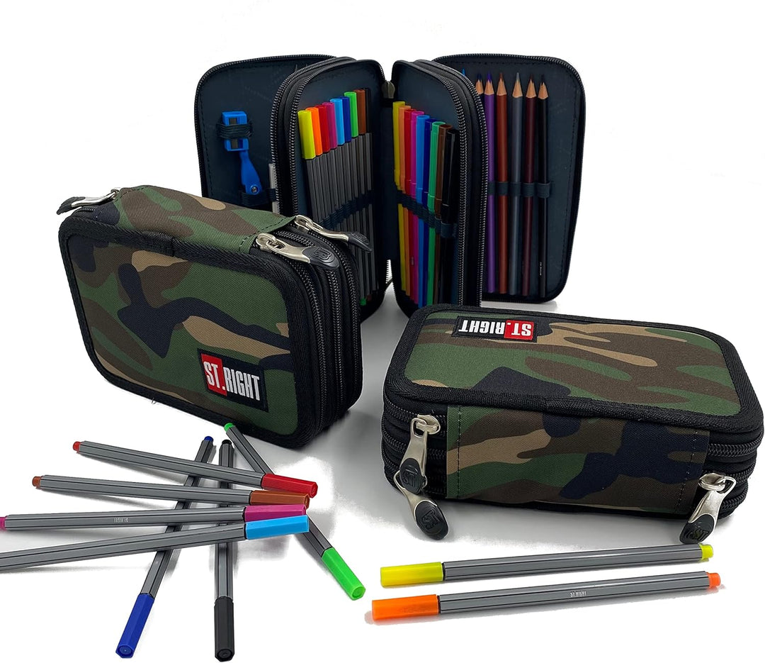 Goldkids St. Right XXL Federtasche Federmappe Federmäppchen 46-teilig gefüllte Schüleretui 3-stöckig