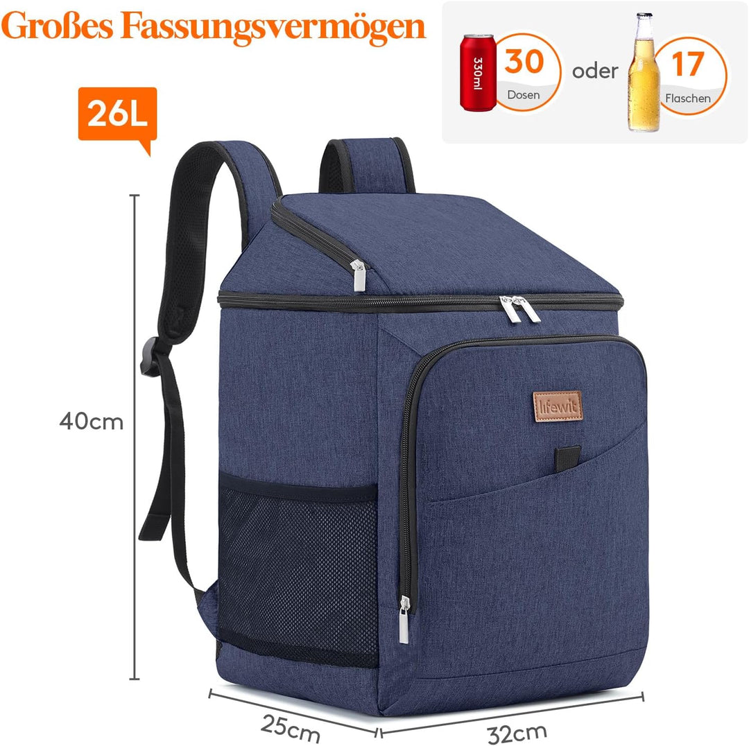 Lifewit 32L, 34 Dosen, isolierte Kühltasche, Grosse kühlrucksack, auslaufsichere tragbare Lunchtasch