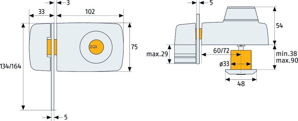 ABUS Tür-Zusatzschloss 7035 S, 533020, Silber Silber Metall, Silber Metall