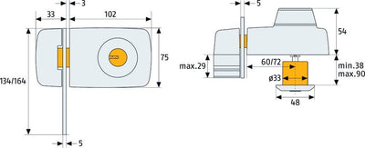 ABUS Tür-Zusatzschloss 7035 S, 533020, Silber Silber Metall, Silber Metall