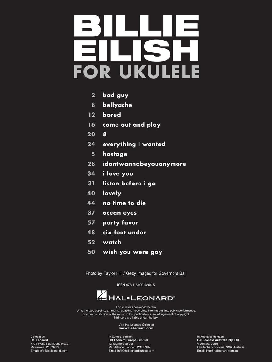 Billie Eilish for Ukulele: 17 Songs to Strum & Sing, Taschenbuch
