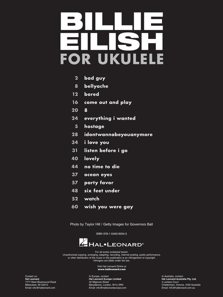 Billie Eilish for Ukulele: 17 Songs to Strum & Sing, Taschenbuch