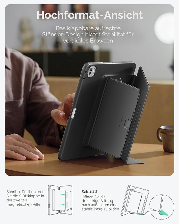ESR für iPad Pro 13 Zoll Hülle (M5/M4) 2025/2024, Vertikaler Ständer, Multi-Winkel, Ultra-stabile Hü